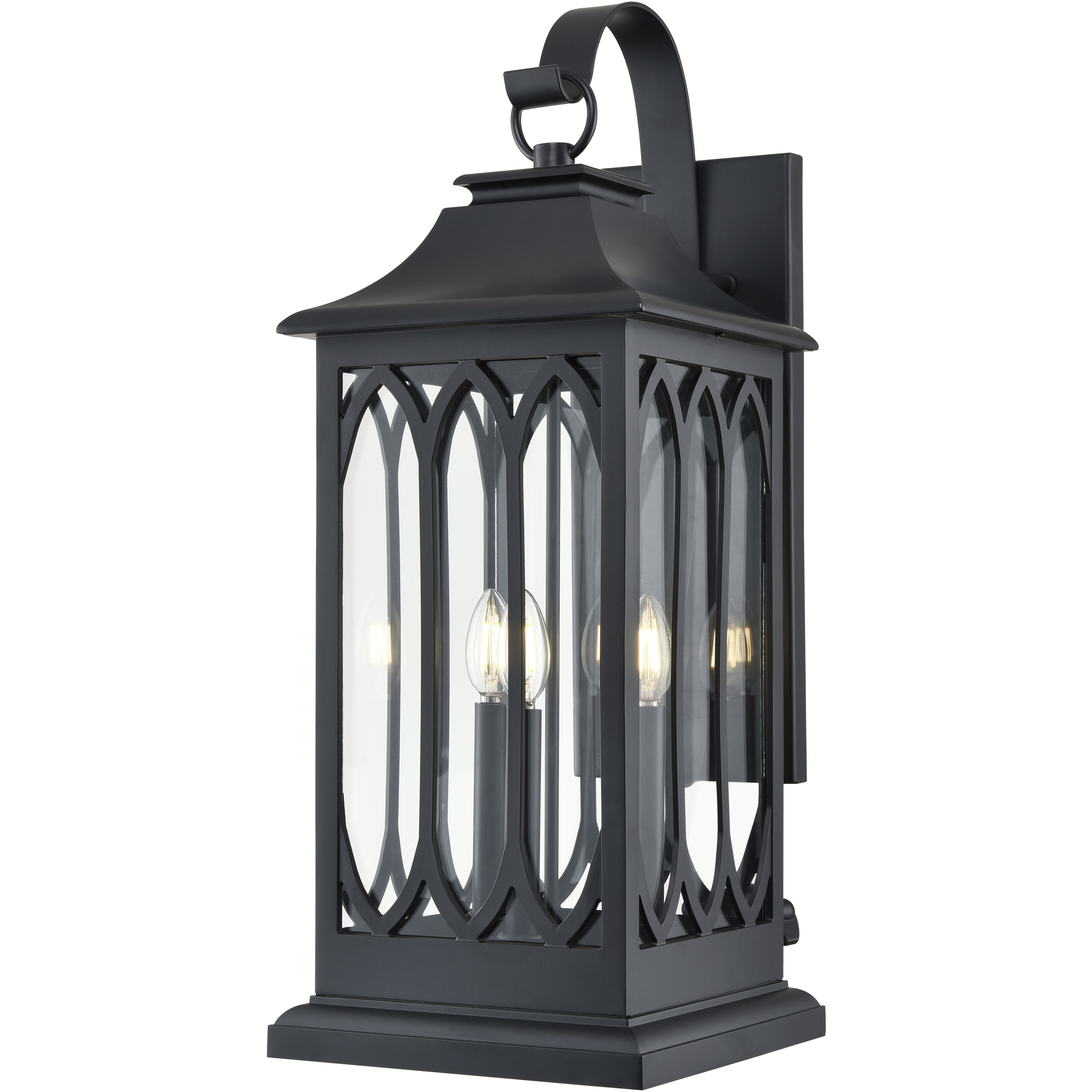 Mallorey 3 Light 28.25 inch Powder Coated Black Outdoor Wall Sconce